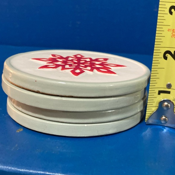 Set of 4 Snowflake Coasters - Red and Blue Accents - Picture 15 of 15